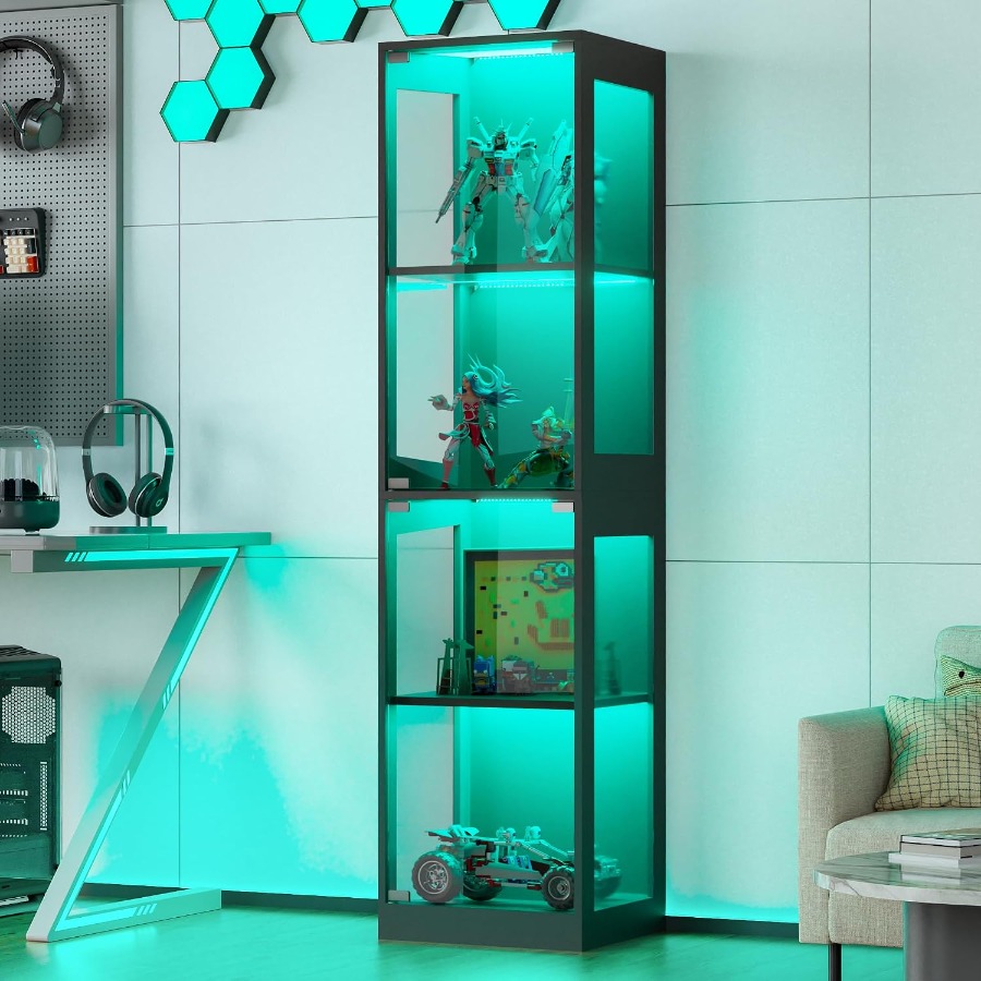 Collectible Collection - Cam Kapılı Vitrin, RGB Işıklarla Donatılmış