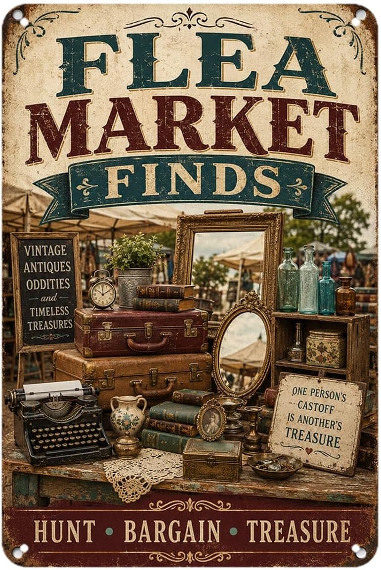 Vintage Collectible Market - Pire Pazarı'da bulunan metal tabelalar, antika