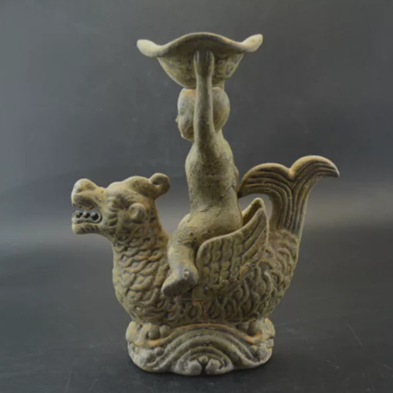 Collectible Vintage Lamps - Vintage Yue Kiln Qilin Yağ Lambası