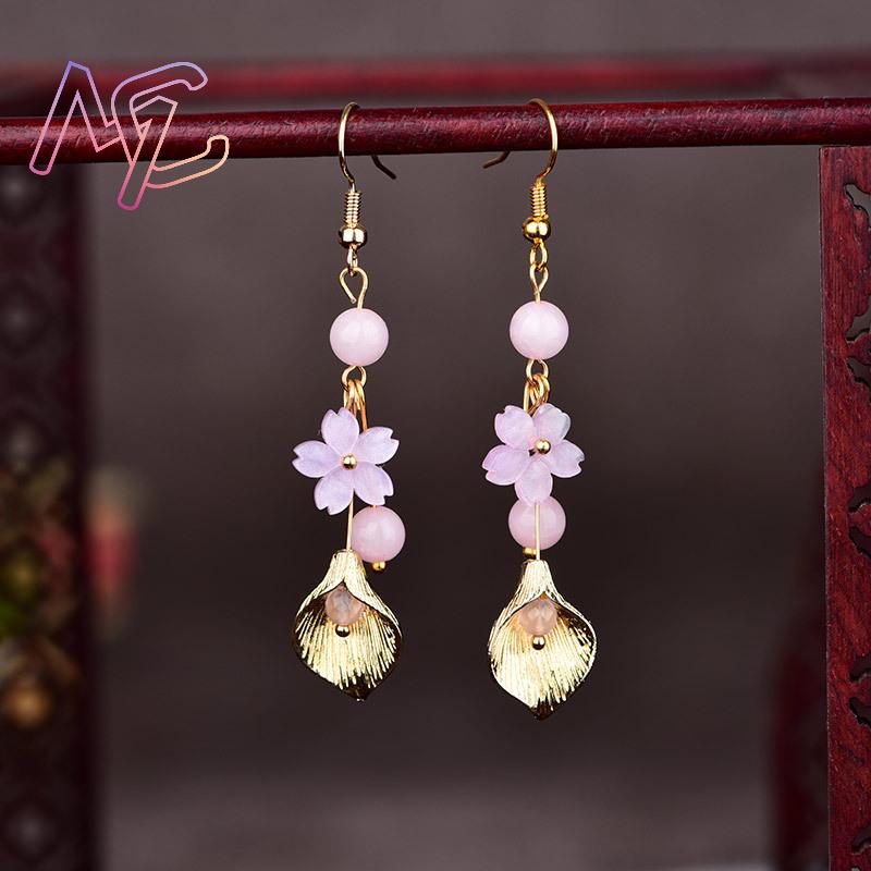 Pembe Doğal Yeşim Çiçek Küpe K - Vintage Item incelemesi ve fiyatı