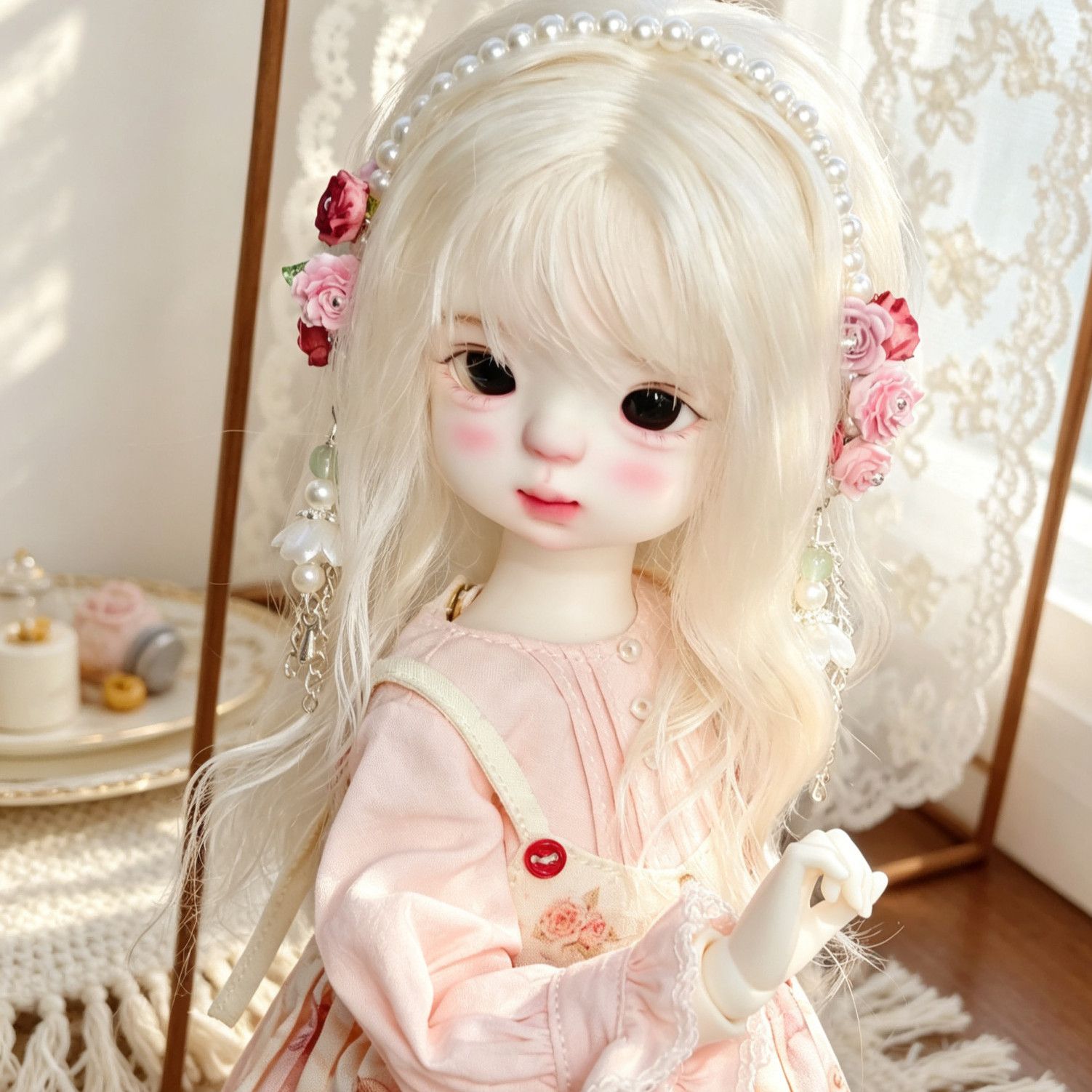 El Yapımı İnci Çiçekli Bebek S - Vintage Collectible And Vintage Dolls incelemesi ve fiyatı